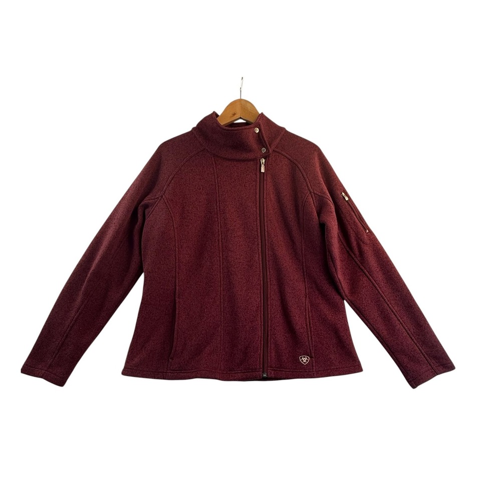 Ariat Jacket XL Burgundy Long Sleeve Full Zip Fleece Lined Mock Neck Snap Coat